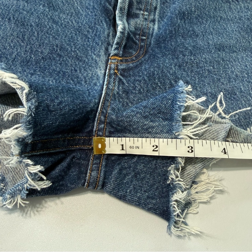 Agolde Parker High Waist Cutoff Jean Shorts Women 27 Raw Hem Button Fly Blue - Picture 13 of 13